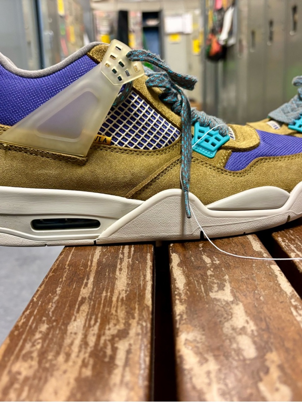 Jordan Men's Sneakers in Purple, Olive and Teal - Picture 5 of 6